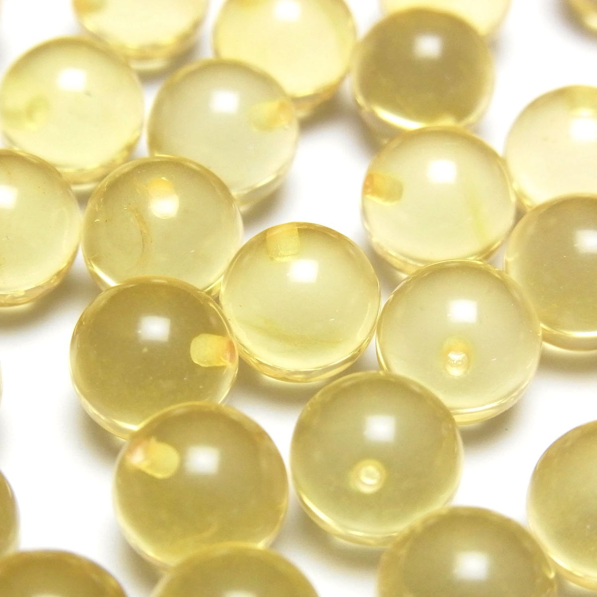 Yellow color Amber Half Drilled Hole Round 9mm 6pcs