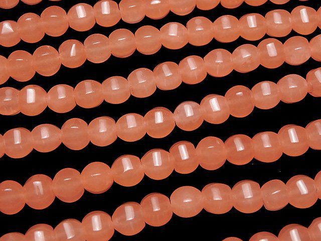 1strand $5.79! Pink Orange Jade 6Faceted 8mm 1strand beads (aprx.15inch / 38cm)