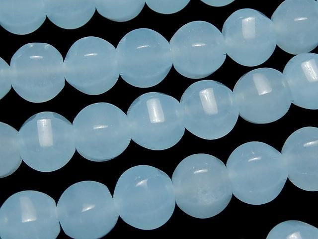 Light blue jade 6-faceted 8mm 1strand beads (approx. 15 inches/38 cm)
