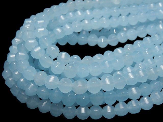 Light blue jade 6-faceted 8mm 1strand beads (approx. 15 inches/38 cm)