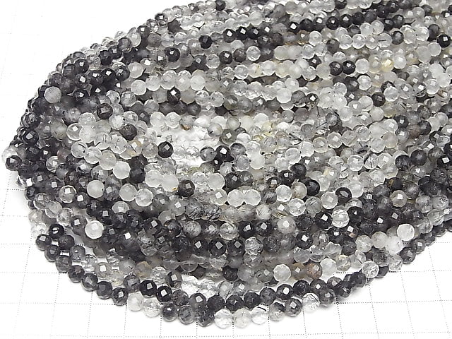 Hochwertig! Turmalinquarz AA+ Facettiert Rund 5mm 1 Strang Perlen (ca. 15 Zoll/37 cm)