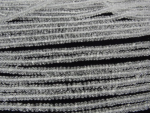 Crystal Quartz AAA Faceted Button Rondelle 4x4x2mm half or 1strand beads (aprx.15inch/38cm)