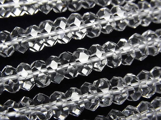 Crystal Quartz AAA Faceted Button Rondelle 6x6x3mm half or 1strand beads (aprx.15inch/37cm)