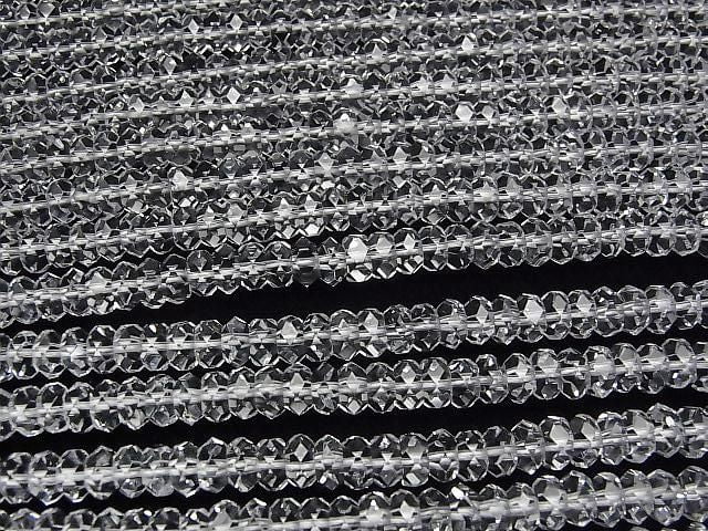 Crystal Quartz AAA Faceted Button Rondelle 6x6x3mm half or 1strand beads (aprx.15inch/37cm)