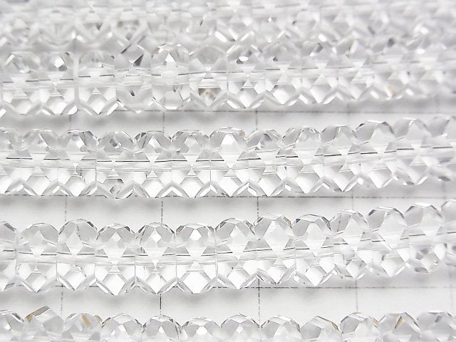 Crystal Quartz AAA Faceted Button Rondelle 8x8x4mm half or 1strand beads (aprx.15inch/37cm)