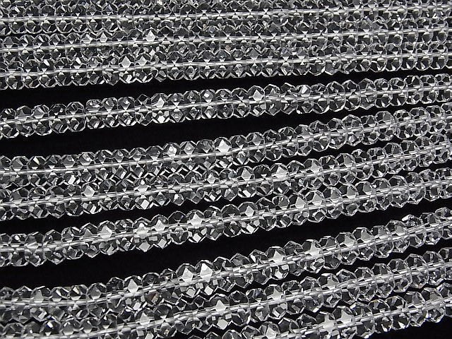 Crystal Quartz AAA Faceted Button Rondelle 8x8x4mm half or 1strand beads (aprx.15inch/37cm)
