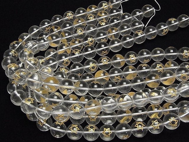 Gold! Sechszackiger Stern Schnitzerei! Kristall AAA Rund 8, 10, 12, 14mm 1/4 oder 1 Strang