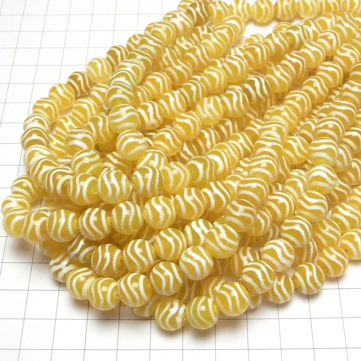 水紋天珠 圓珠 10mm 黃色 半串或一串 (約11英吋/28公分)