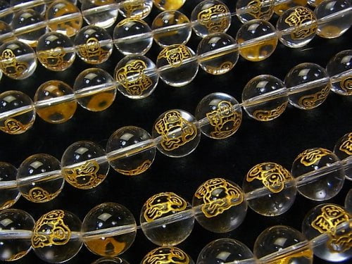 Goldfish! Seven Lucky Gods, Cloth bag Carving! Crystal Quartz AAA Round 10 mm, 12 mm, 14 mm half or 1strand beads (aprx.15 inch / 37 cm)