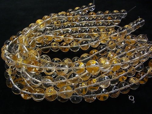 Goldfish! Seven Lucky Gods, Cloth bag Carving! Crystal Quartz AAA Round 10 mm, 12 mm, 14 mm half or 1strand beads (aprx.15 inch / 37 cm)