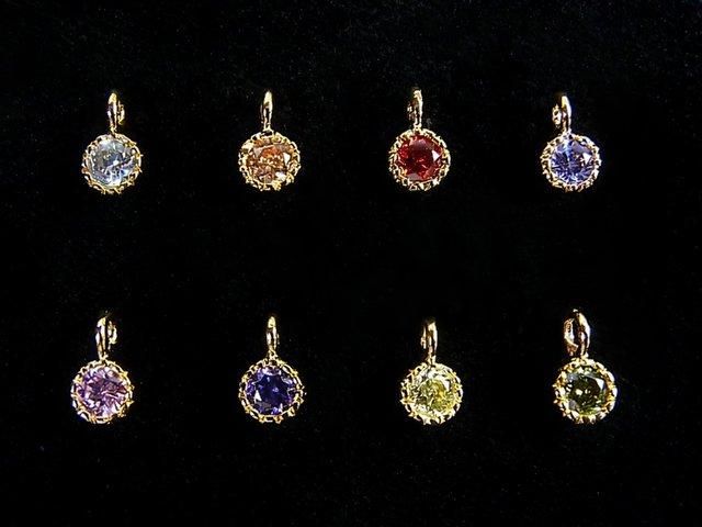 Cubic Zirconia Charm (Gold) 5x5x3mm (8 Colors Available) 1pc