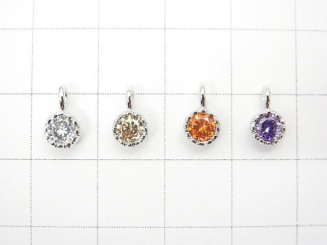 Cubic Zirconia Charm (Silver) 5x5x3mm (8 Colors Available) 1pc