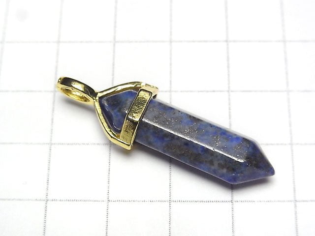 青金石 AA 雙尖墜飾 32x8x8mm 金色 2個