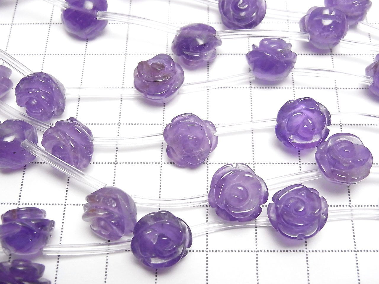 紫水晶 AA++ 玫瑰切割 12mm 半串或 1 串珠(約 12 英吋/30 公分)