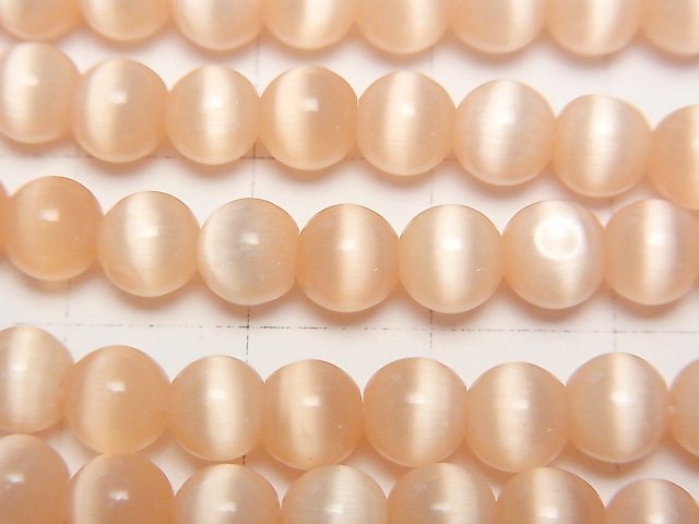 Light Orange color Cat's Eye Round 6mm 1strand beads (aprx.15inch/36cm)