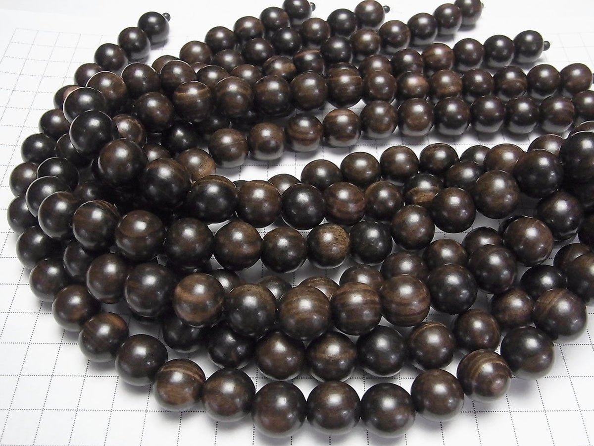Ebony Wood Semi Round 15mm 1strand beads (aprx.15inch/37cm)