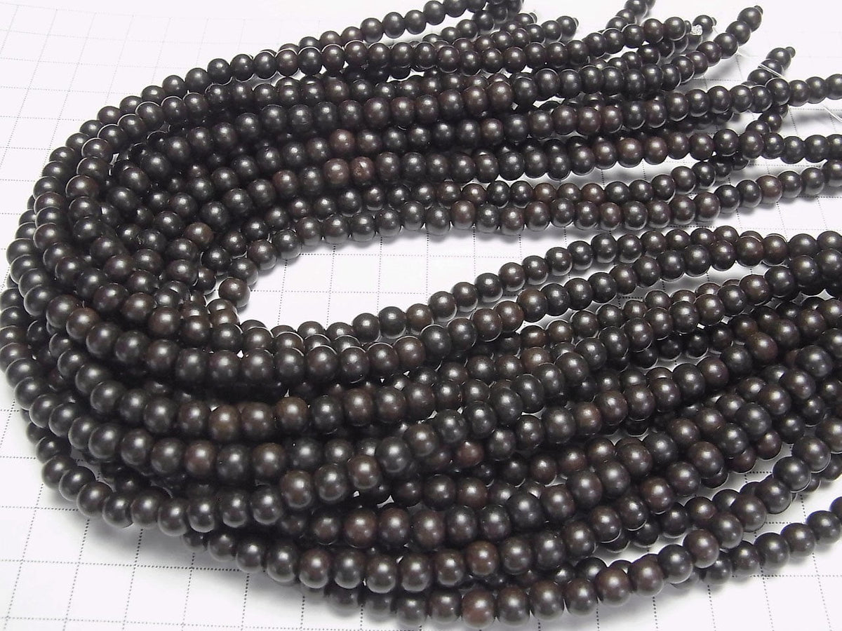 Ebony Wood Semi Round 6mm 1strand beads (aprx.15inch/38cm)