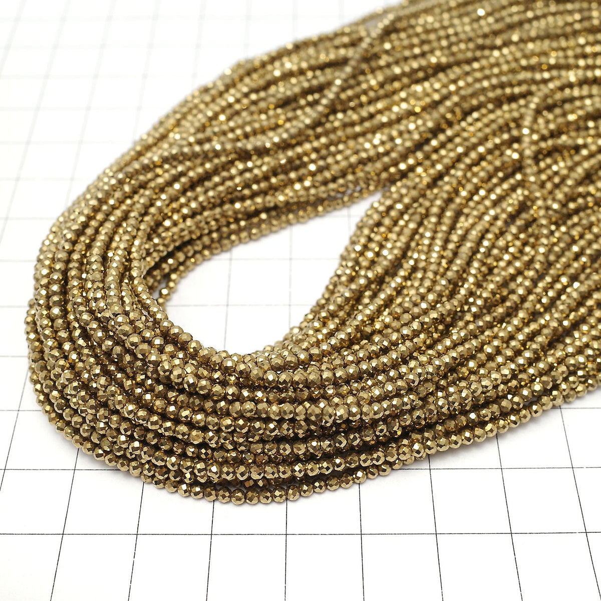 High Quality! Hematite Faceted Round 2mm gold coated 1strand beads (aprx.15inch/36cm)