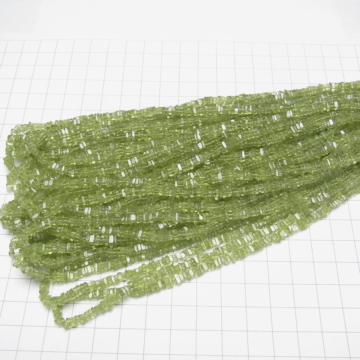High Quality Peridot AA++ Square Rondelle (disc) half or 1strand beads (aprx.15inch/38cm)