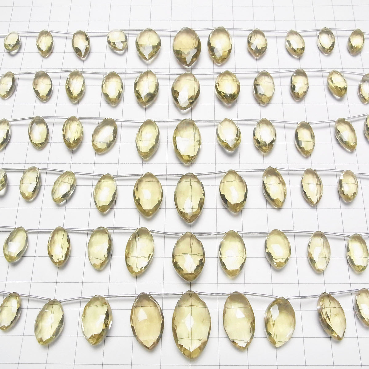 High Quality Lemon Quartz AAA Marquise Faceted Briolette 1strand beads (9pcs )