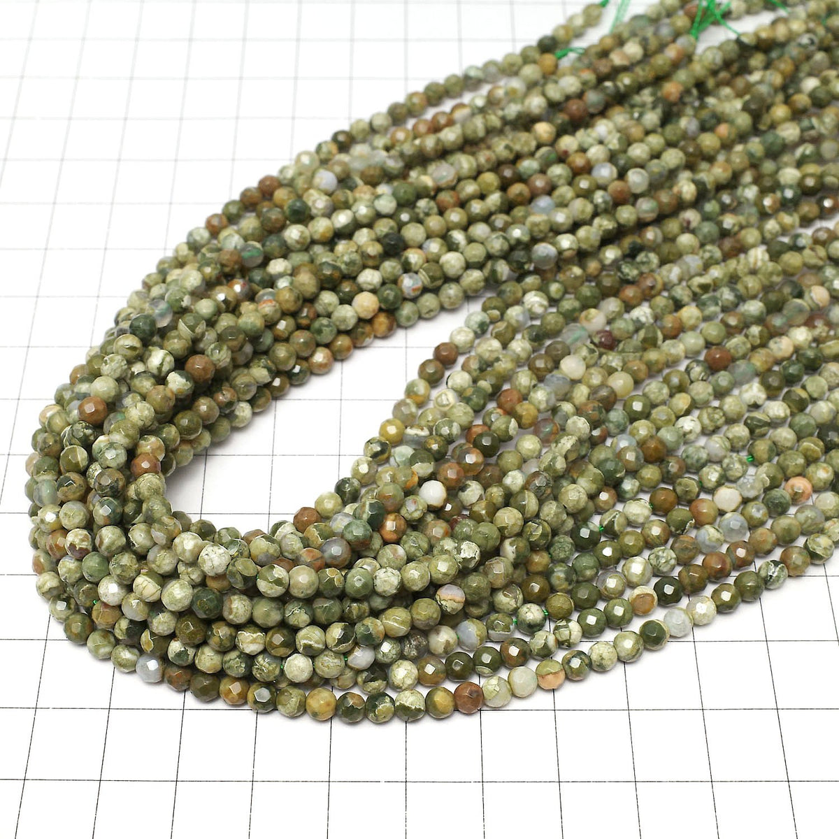 Rainforest Rhyolite 32Faceted Round 4mm 1strand beads (aprx.15inch/38cm)