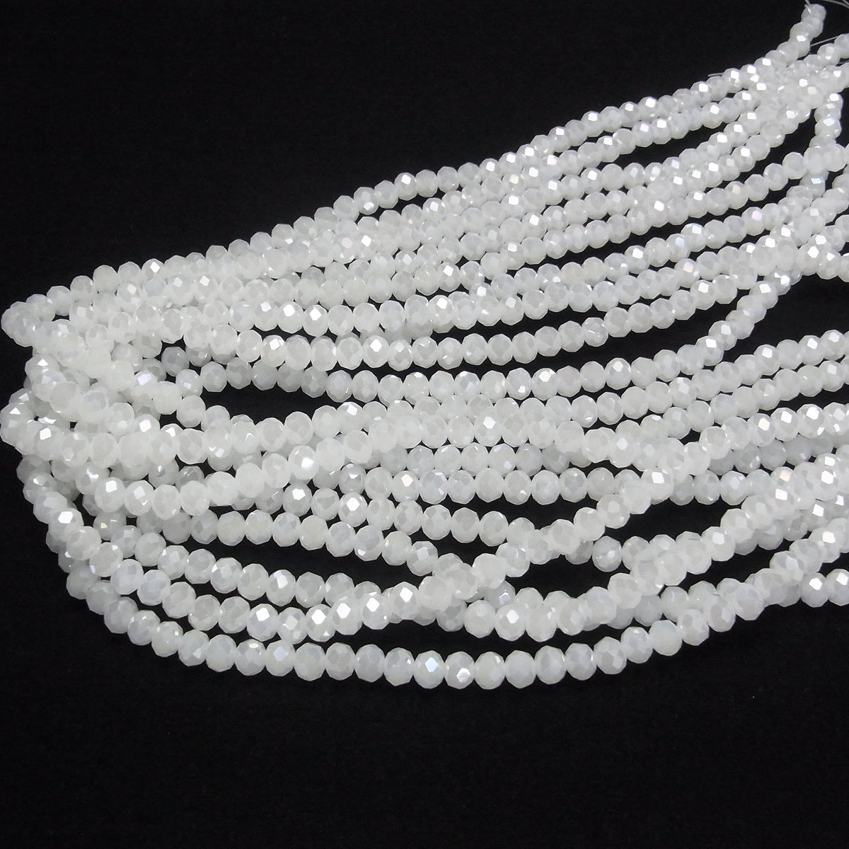1strand $2.39! Glass Beads Faceted Button Rondelle 6 x 6 x 4 mm White AB 1strand beads (aprx.17 inch / 43 cm)