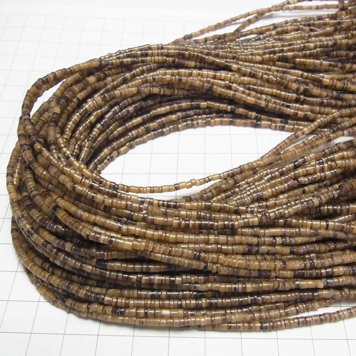 Pen Shell Rondelle (Heishi) 3x3x1.5mm Brown Half or 1strand beads (approx. 23 inches/58 cm)