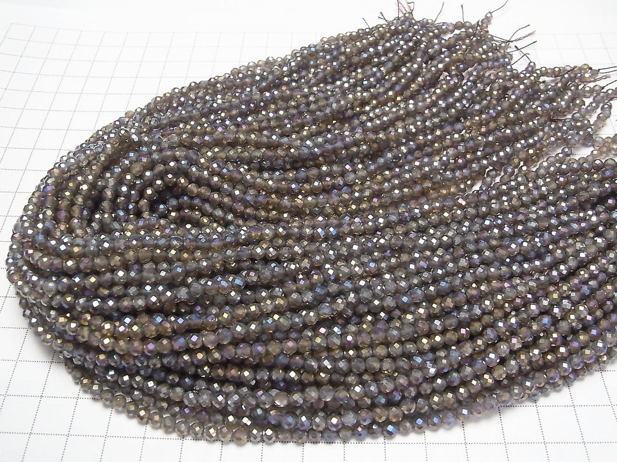Hochwertig! Blitz, rauchiger Quarz facettiert Rund 4mm 1Strang Perlen (ca. 15Zoll/37cm)