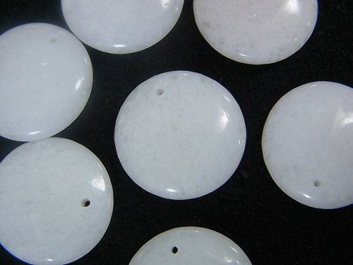 Coin, White Jade Gemstone Beads