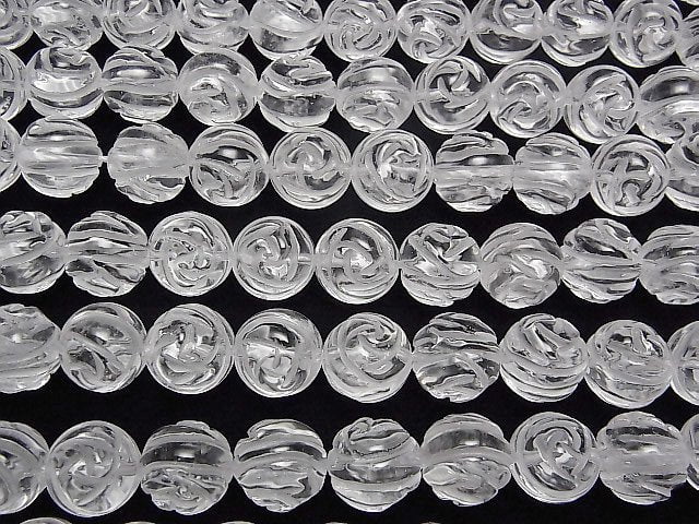 Crystal Quartz AAA Round Rose Cut 14mm 1/4 or 1strand beads (aprx.15inch/36cm)