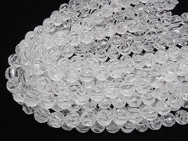 Crystal Quartz AAA Round Rose Cut 14mm 1/4 or 1strand beads (aprx.15inch/36cm)