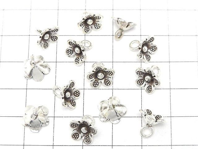 Karen Silver Flower Ornament Charm 10x10x4mm 1pc