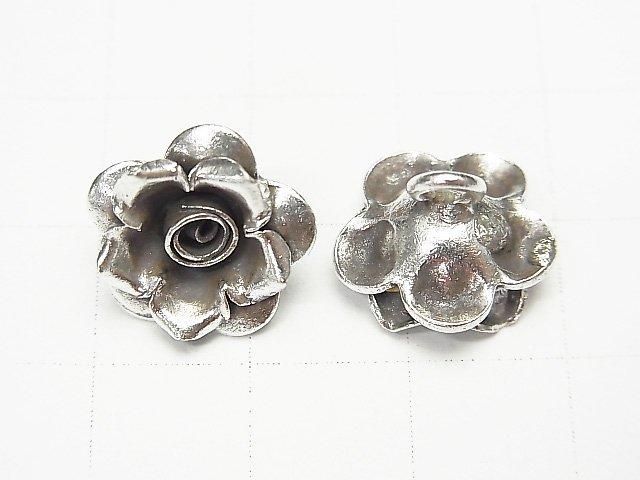 Karen Silver Rose Charm, 13x13x5mm, 1pc