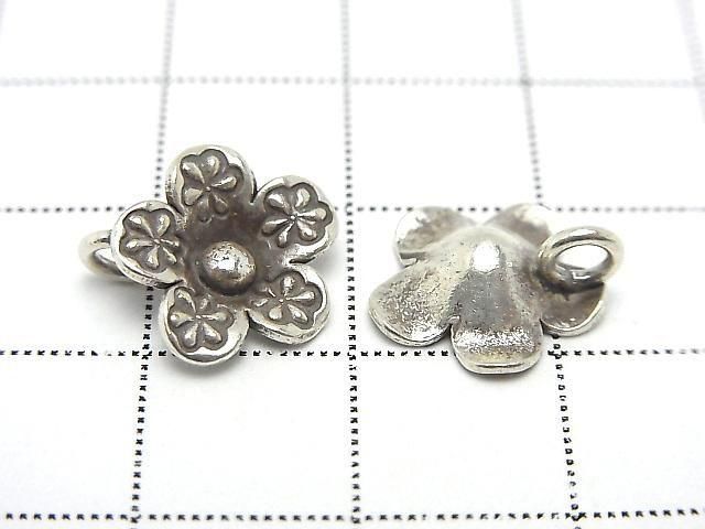 Karen Silver Flower Charm 12x12x3.5mm 1pc