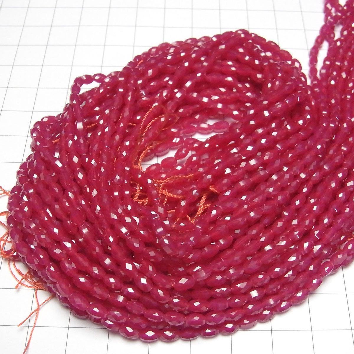Synthetic Ruby AAA Faceted Rice 5x3x3mm half or 1strand beads (aprx.15inch/36cm)High Quality!