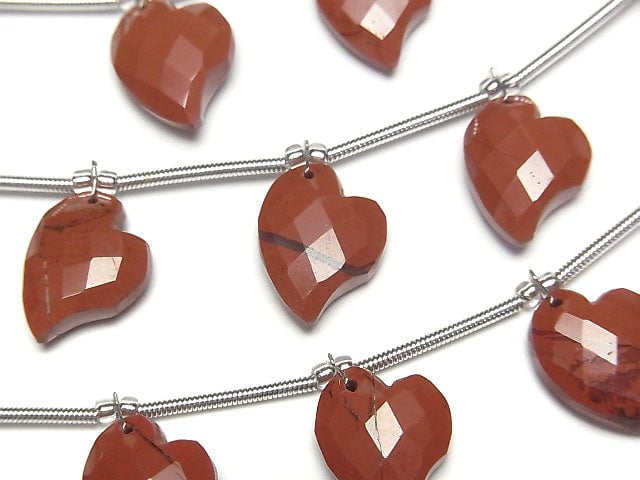 Red Jasper Heart cut 13x10mm half or 1strand beads (6pcs)