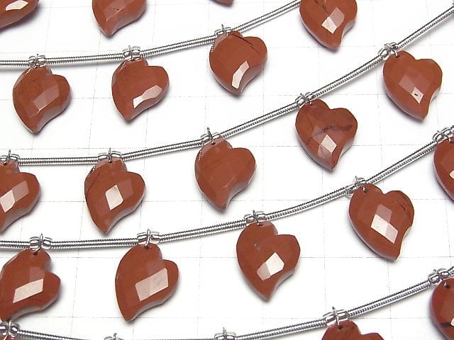 Roter Jaspis Herzschliff 13x10mm halb oder 1strang Perlen (6 Stück)