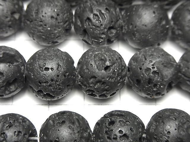 Black Lava Round 14mm 1strand beads (aprx.15inch/36cm)