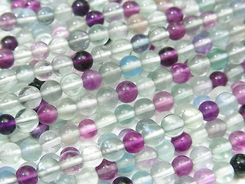 Multicolor Fluorite AAA- Round 4mm 1strand beads (aprx.15inch / 38cm)