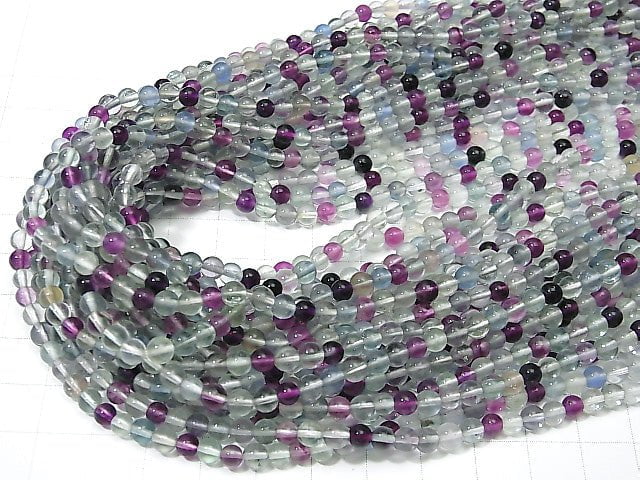 Multicolor Fluorite AAA- Round 4mm 1strand beads (aprx.15inch / 38cm)