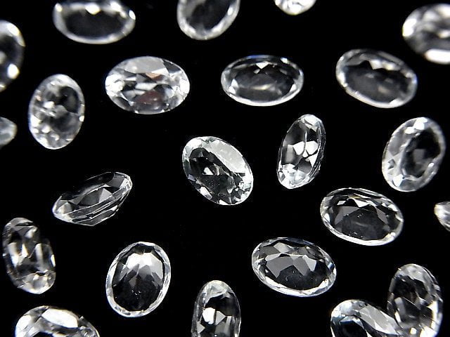 高品質白色托帕石 AAA 級裸石 橢圓形刻面 7x5mm 5顆