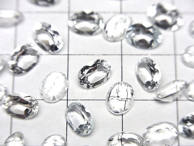 高品質白色托帕石 AAA 級裸石 橢圓形刻面 7x5mm 5顆