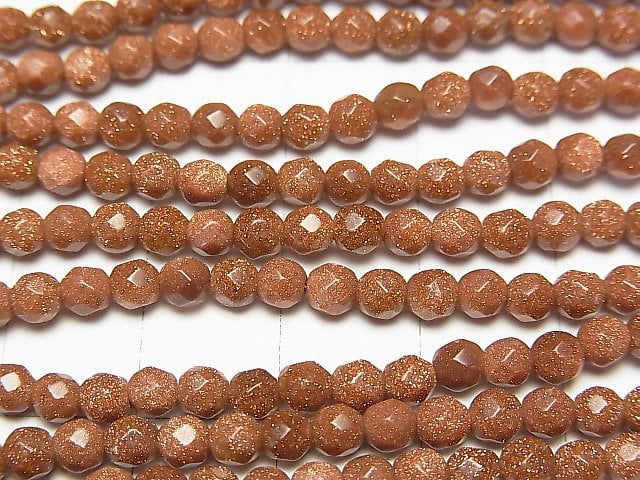 Golden Sand Stone 32Faceted Round 4mm 1strand beads (aprx.14inch/35cm)