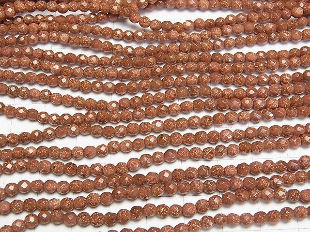 Golden Sand Stone 32Faceted Round 4mm 1strand beads (aprx.14inch/35cm)