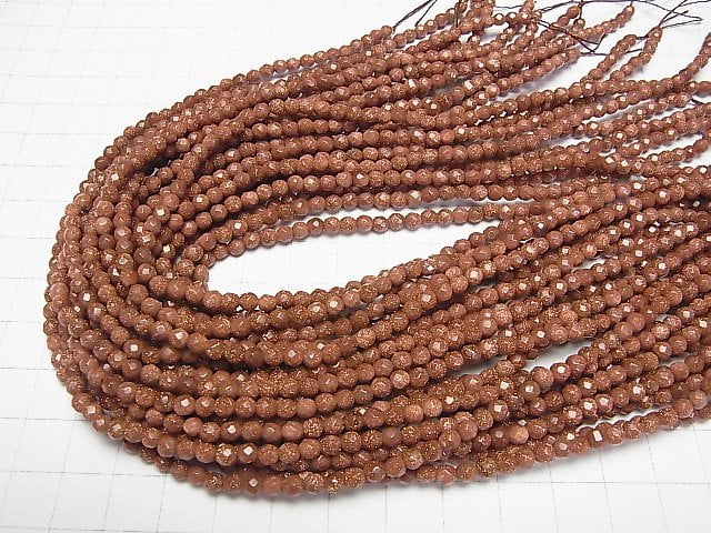 Golden Sand Stone 32Faceted Round 4mm 1strand beads (aprx.14inch/35cm)