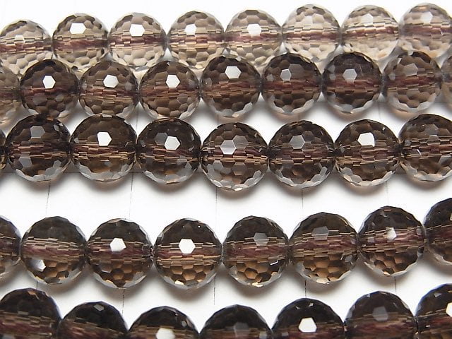 High Quality! Smoky Quartz AAA 128Faceted Round 8mm "Special cut" half or 1strand