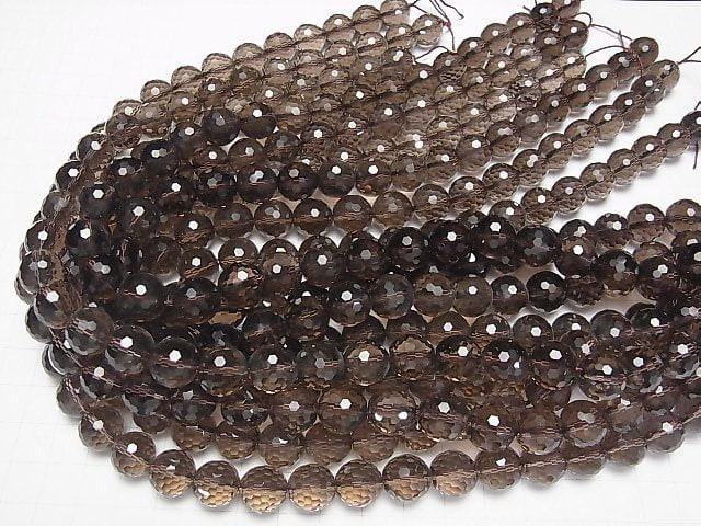 High Quality! Smoky Quartz AAA+ 128Faceted Round 12mm "Special cut" 1/4 or 1strand