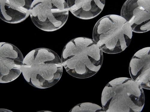 Clover Carved! Crystal Quartz AAA Round 8mm, 10mm, 12mm Half-strand/Bracelet