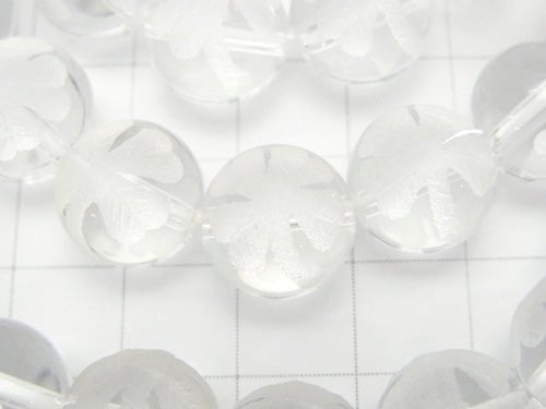 Clover Carved! Crystal Quartz AAA Round 8mm, 10mm, 12mm Half-strand/Bracelet