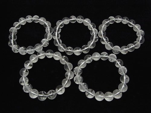 Clover Carved! Crystal Quartz AAA Round 8mm, 10mm, 12mm Half-strand/Bracelet